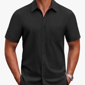 Coofandy’s Men's Black Short Sleeve Button Down Shirt